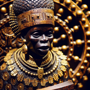 Made of gold and carved from ebony wood, this hypnotic ritual Af...