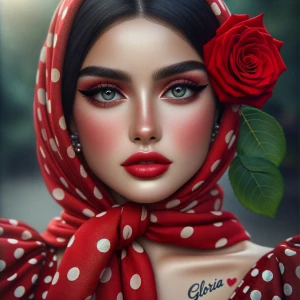 A close-up shot features a young woman with a striking gaze, ado...