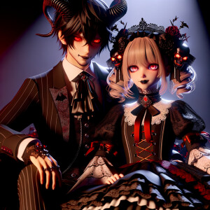 A girl named lilith with elegant gothic lolita dress sit on the...