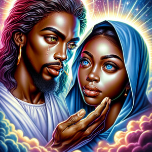Ensure that the image distinctly represents both Jesus Christ an...