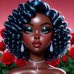 Create an image of a stylized, light skin African-American anima...