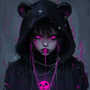 A MySpace-era inspired goth girl wearing a black and magenta Car...