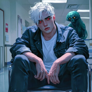 Create a full-body image of a 22-year-old man with chiseled feat...