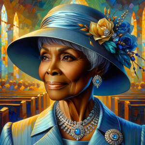 A spiritually enriching illustration portrays an African America...
