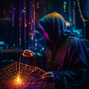 A mysterious extraterrestrial sorcerer manipulating a glittering...