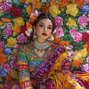 You've shared an image of an individual wearing a beautifully vi...