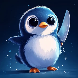cute and simplistic cartoon character of a baby penguin. The pen...