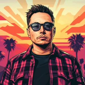 Elon Musk in GTA art style, , in the style of a Grand Theft Aut...