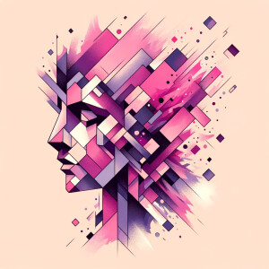 create a deconstruction image abstract that is a splash of pink and purple