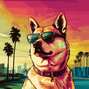 MEME DOGE in GTA art style — — in the style of a Grand Theft Au...