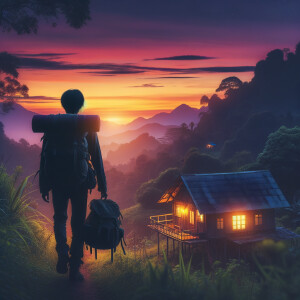 Returning home from an adventure image