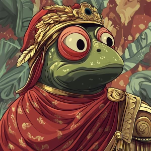 Pepe with pumped-up lips of a bright red color in carton style...