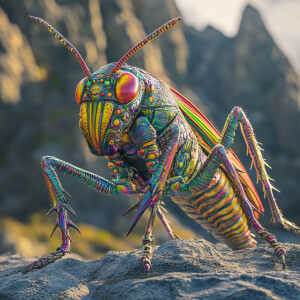 Design a hyper-detailed 3D rendering of a muscular, anthropomorp...