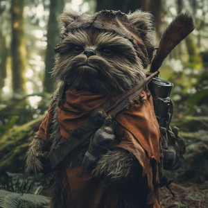 Create an image of an Ewok, a character from the Star Wars unive...