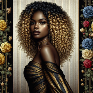 Create a vertical 3-D portrait of a light-skinned African-Americ...