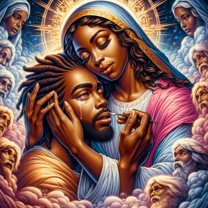 Ensure that the image distinctly represents both Jesus Christ an...
