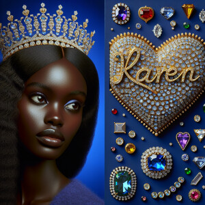 VCraft a 3-D image showcasing the name 'KAREN' in a luxurious go...