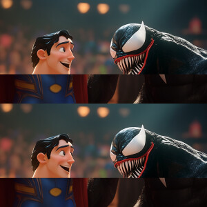 Produce a 3D animated scene showcasing a playful and humorous in...