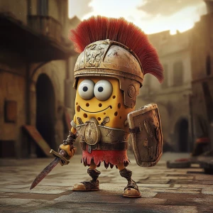 sponge bob in gladiator role