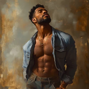 Generate a portrait of an attractive African American man standi...