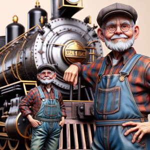 Funny and crazy caricature of a 95 year old American grandpa, ch...