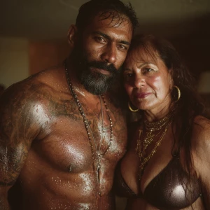 Hyperrealism ,photo painting .an indian muscular beefy bearded t...