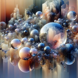 Glass orbs floating in midair