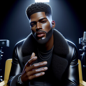 3-D image of a handsome African-American male who has a slightly...