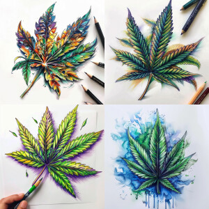 A tattoo sketch in the style of tattoo realism. It’s a cannabis...