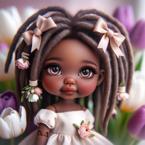 African-American cabbage patch doll with huge dimples,
Her hair...