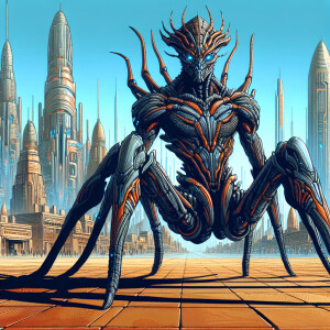 Spiderman,created in the style of Yautja's (Hunter Predator),ult...