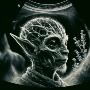 Sonogram image of an Elf with distinct anatomical features, 8k r...