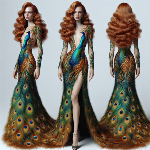 Photorealistic image of long wavyginger haired woman attending g...