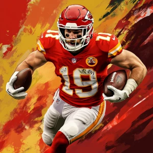 Travis Kelce  NFL player, picture in action, in GTA art style, even image with contours