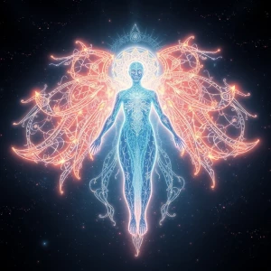 In a mesmerizing digital painting, an ethereal bioluminescent or...