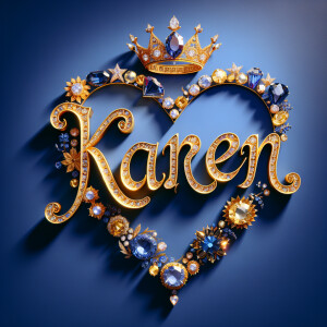 VCraft a 3-D image showcasing the name 'KAREN' in a luxurious go...