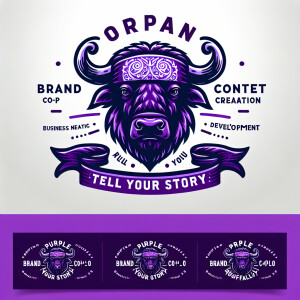 Create a dynamic, powerful, logo for a company called PURPLE BUF...