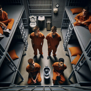 Three Caucasian Male juvenile inmates about 13 to 16 years old a...