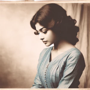 a woman in light blue dress