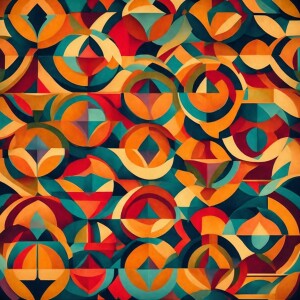 an art deco pattern comprised of octagons, circles and semi-circ...