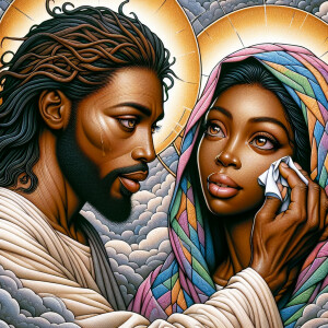 Ensure that the image distinctly represents both Jesus Christ an...