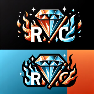 Design a logo for the fashion brand R2C2 incorporating icy diamo...