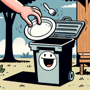 Through your paper plate in the dustbin cartoon picture