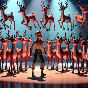 Create a photorealistic image of Rudolph the Red-Nosed Reindeer...