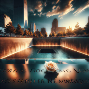 A solemn image shows the reflective twin pools of the 9/11 Memor...