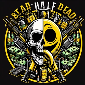 Create aa cartoonish  style professional ,  horror-themed circul...