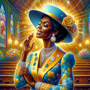 A spiritually enriching illustration portrays an African America...