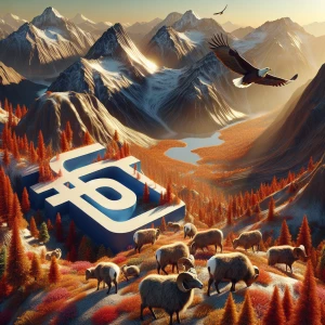 A hyperrealistic Facebook logo sculpted from rugged mountain ter...