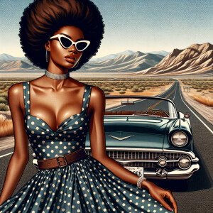 Craft an airbrushed depiction of a fashionable African American...