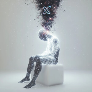 a surreal and futuristic digital art piece featuring a glowing,...